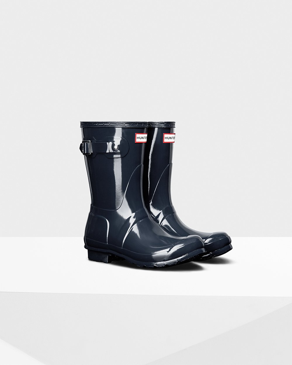 Womens Short Rain Boots - Hunter Original Gloss (08PNVHZEA) - Navy